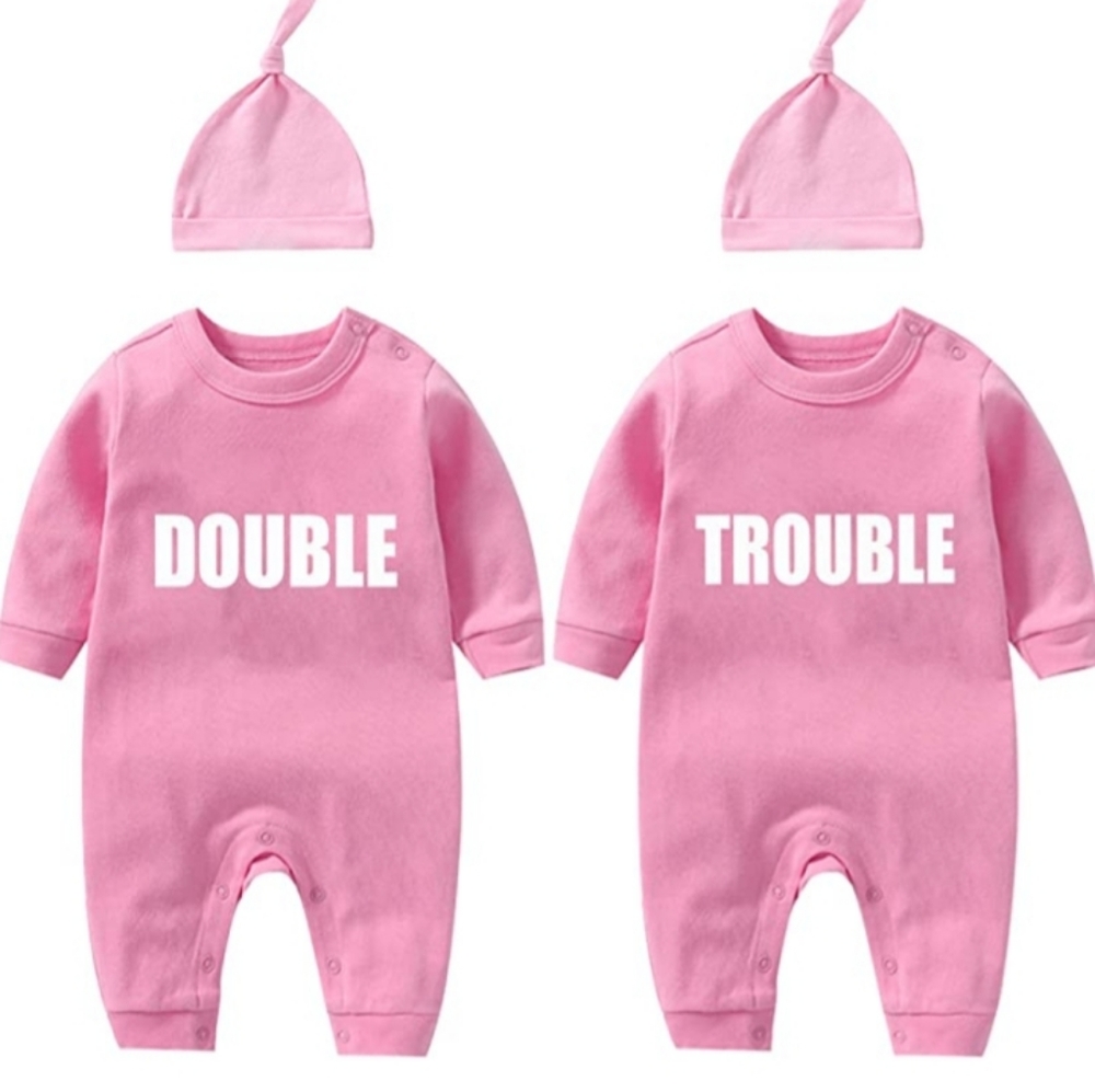 Twins "Double Trouble" Bodysuits Baby Girl Outfit